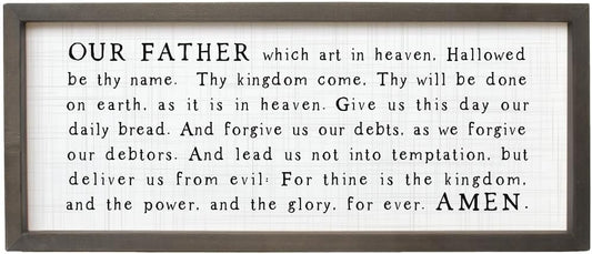 The Lord's Prayer - 10 x 24 in Rustic Wood Sign