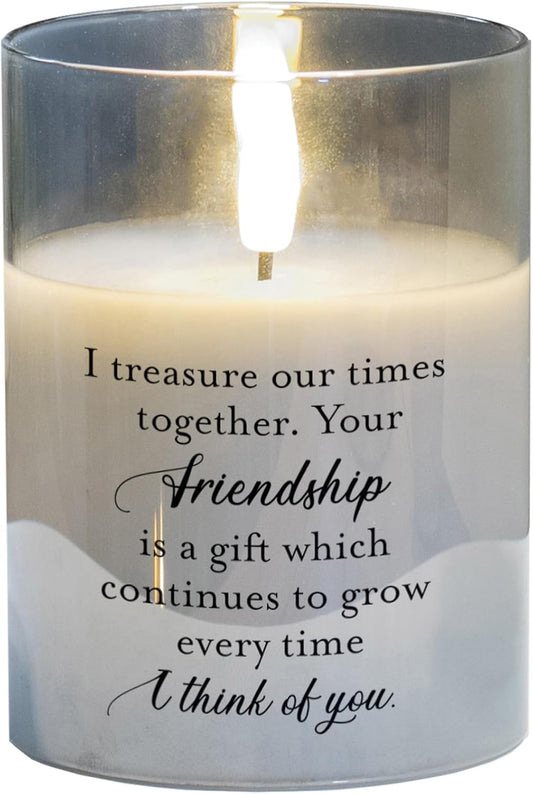 I Treasure Our Times Together Clear 4 x 3 Glass Candle in Glass