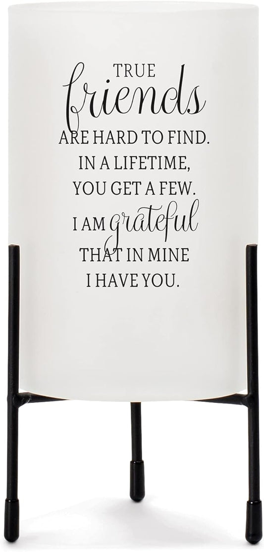 True Friends Hard to Find Glass Hurricane Candle Holder