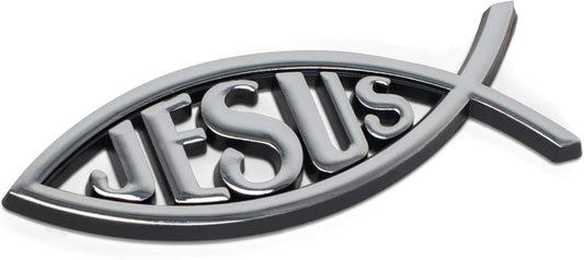 Large Silver Christian Jesus Fish Auto Emblem