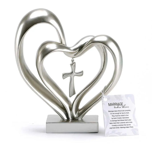 Entwined Hearts and Cross Figurine