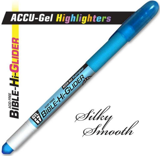 Accu-Gel Bible Highlighter, Bible Study, No Bleed Solid Gel, No Smearing or Fading, Long Lasting, Bright Translucent Color Dry Marker, Blue