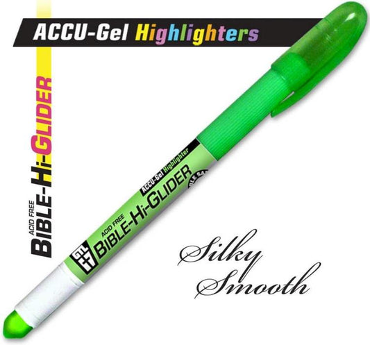 Accu-Gel Bible Highlighter, Bible Study, No Bleed Solid Gel, No Smearing or Fading, Long Lasting, Bright Translucent Color Dry Marker, Green