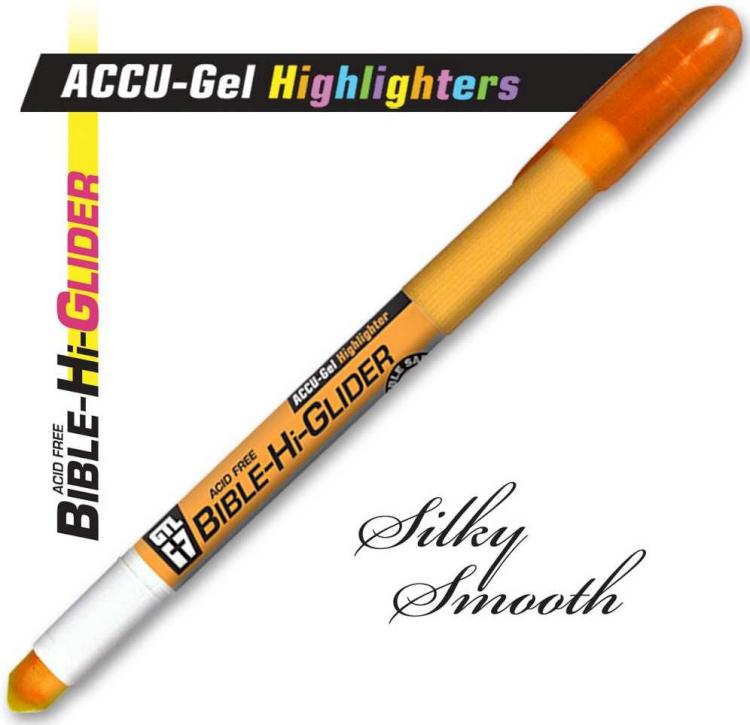 Accu-Gel Bible Highlighter, Bible Study, No Bleed Solid Gel, No Smearing or Fading, Long Lasting, Bright Translucent Color Dry Marker, Orange