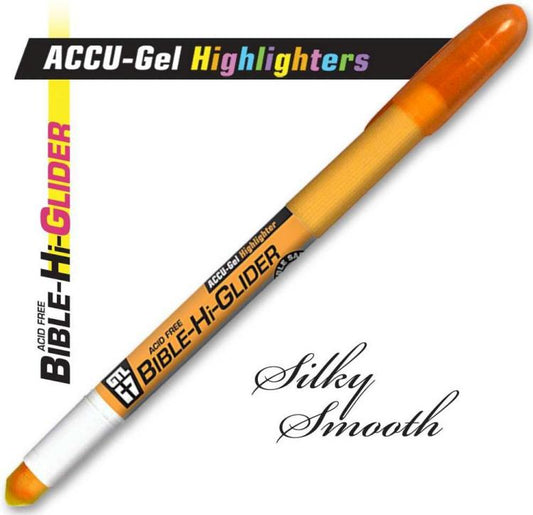 Accu-Gel Bible Highlighter, Bible Study, No Bleed Solid Gel, No Smearing or Fading, Long Lasting, Bright Translucent Color Dry Marker, Orange
