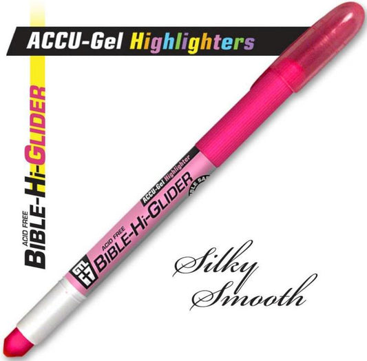 Accu-Gel Bible Highlighter, Bible Study, No Bleed Solid Gel, No Smearing or Fading, Long Lasting, Bright Translucent Color Dry Marker, Pink