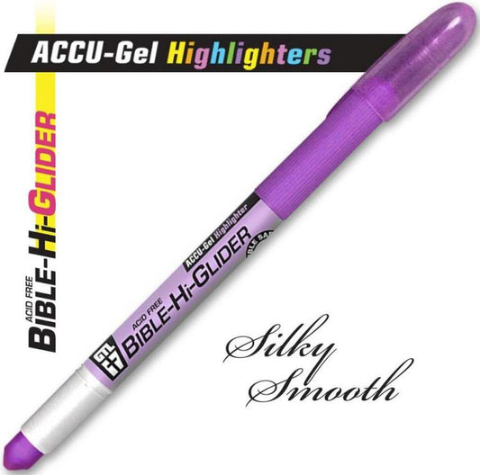 Accu-Gel Bible Highlighter, Bible Study, No Bleed Solid Gel, No Smearing or Fading, Long Lasting, Bright Translucent Color Dry Marker, Violet