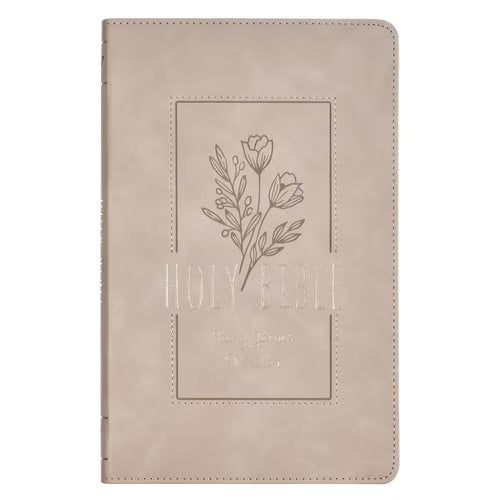 Taupe Floral Faux Leather King James Version Gift Edition Bible