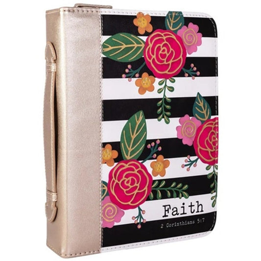 Bible Cover, Gold Floral, Faith, Large