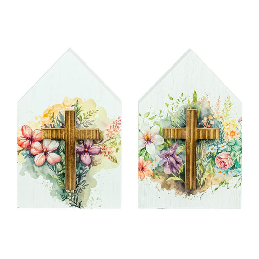 Crucifix Flowers Tabletop Decor
