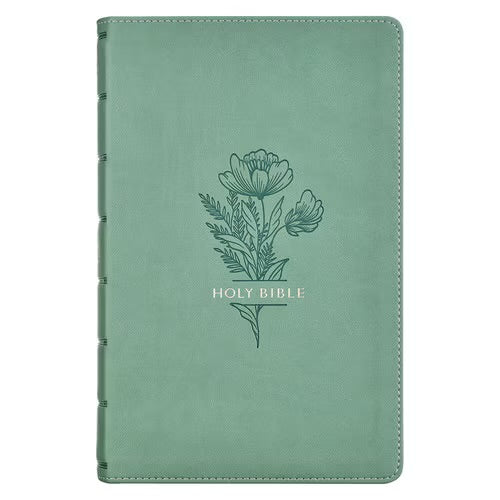 Teal Floral Faux Leather Giant Print Standard-size King James Version Bible with Thumb Index