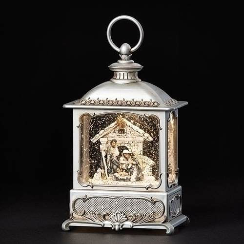 LED Swirl Pewter Holy Family Lantern