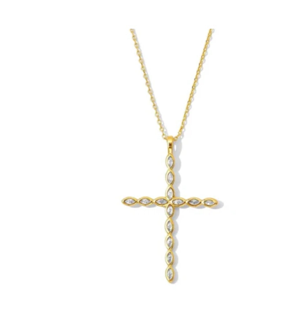 Large CZ Cross Pendant necklace