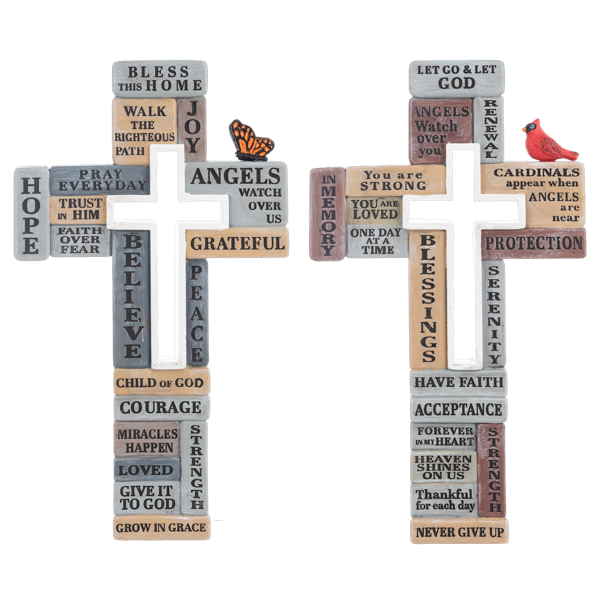 Words of Faith - Collage Cross Wall Plaques with Attachment