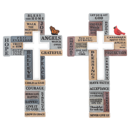 Words of Faith - Collage Cross Wall Plaques with Attachment