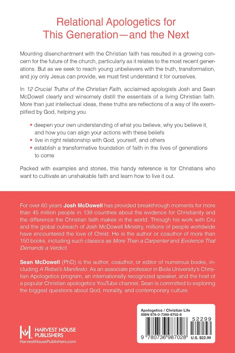 12 Crucial Truths of the Christian Faith: Building Our Lives on the Unshakable Foundation of God’s Word by Josh McDowell, Sean McDowell
