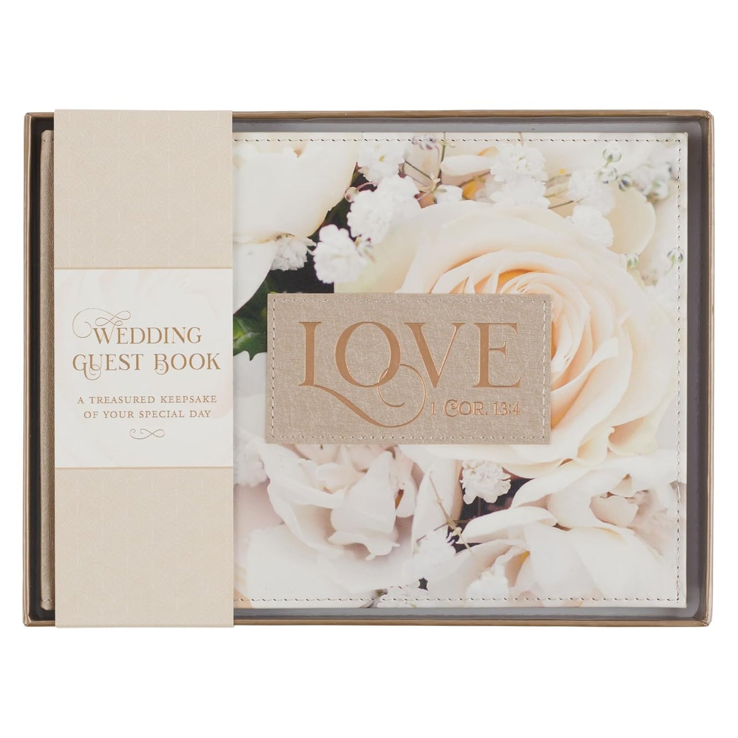 Love Ivory Faux Leather Medium Guest Book