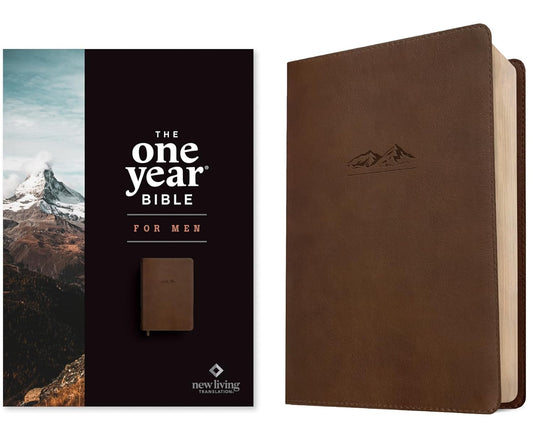 NLT The One Year Bible for Men (LeatherLike, Rustic Brown Mountain)