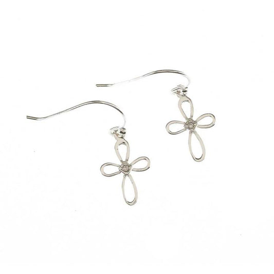 Petal Cross Silver Plated Earrings