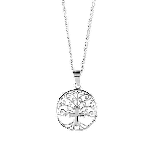 Tree of Life Silver Plated Necklace, 18" Chain