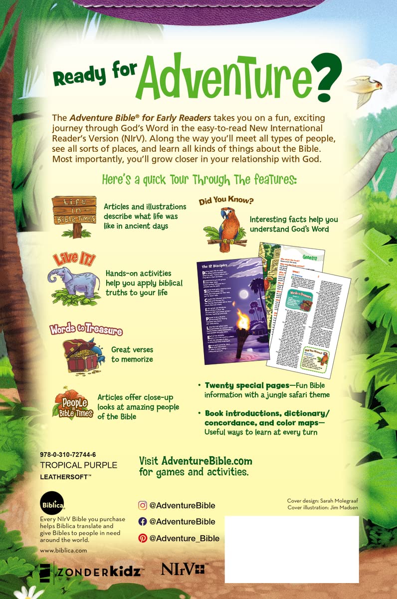 NIrV, Adventure Bible for Early Readers, Leathersoft, Purple, Full Color