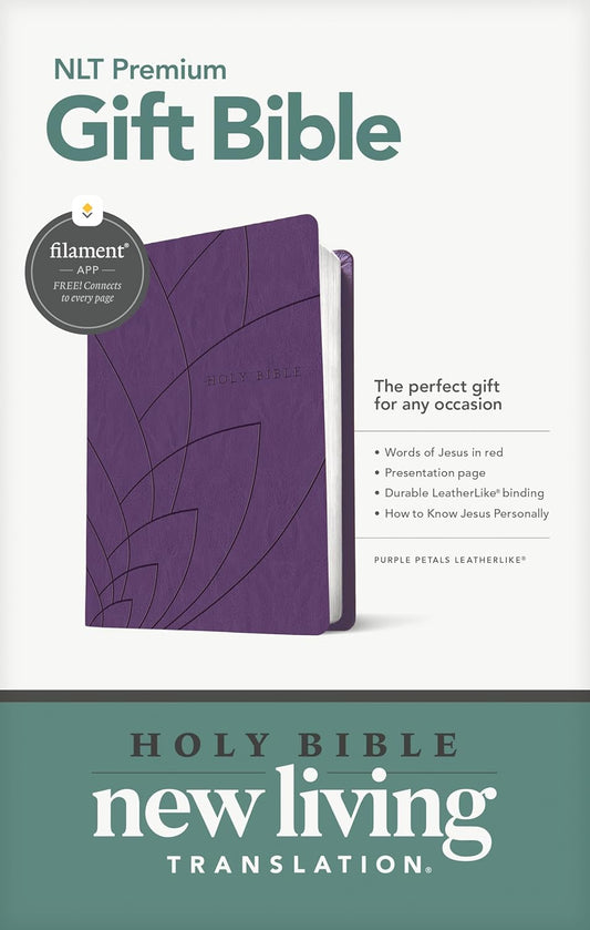 Premium Gift Bible NLT, Filament Enabled (LeatherLike, Purple Petals, Red Letter)