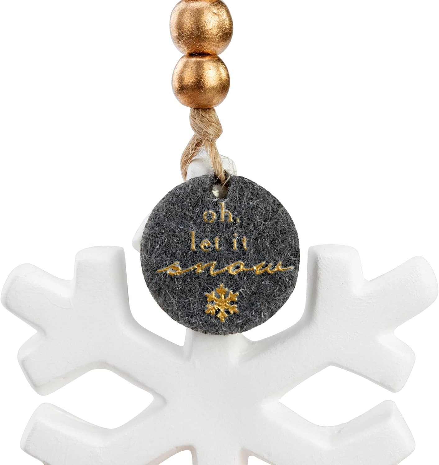 Snowflake Gold Tone and White 2.5 Inch Fragrance Oil Diffuser Hanging Christmas Ornament 2 PC Set