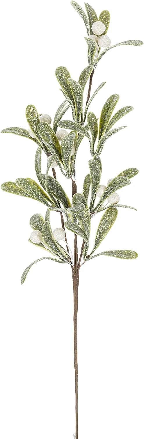Medium Mistletoe Branch, 18" L, Green/White