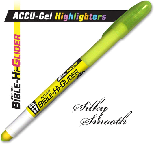 Accu-Gel Bible Highlighter, Bible Study, No Bleed Solid Gel, No Smearing or Fading, Long Lasting, Bright Translucent Color Dry Marker, Yellow