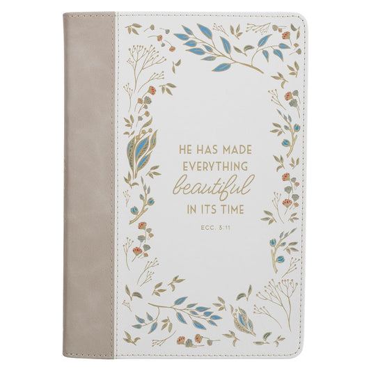 Everything Beautiful Cream Faux Leather Journal - Eccl 3:11