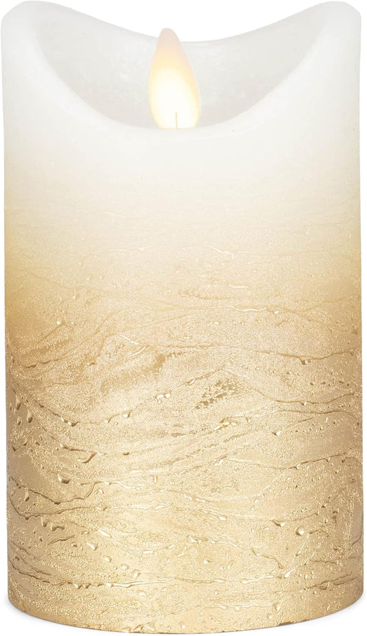 LED Champagne Ombre Wax Pillar, 5-inch Height