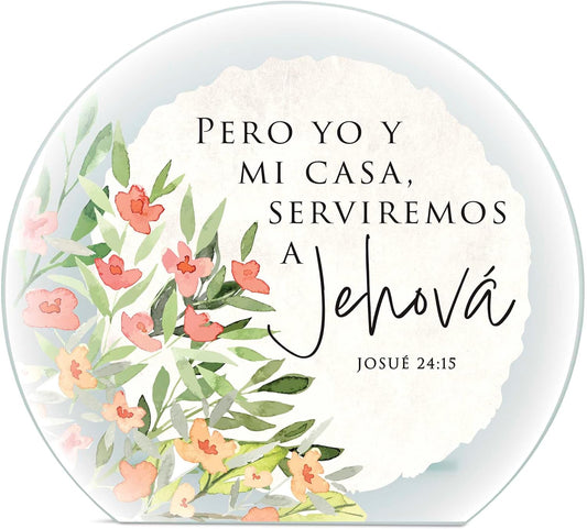 Pero Yo Y Mi Casa, Serviremos A Jehova Frosted Glass Round Tabletop Candle Holder