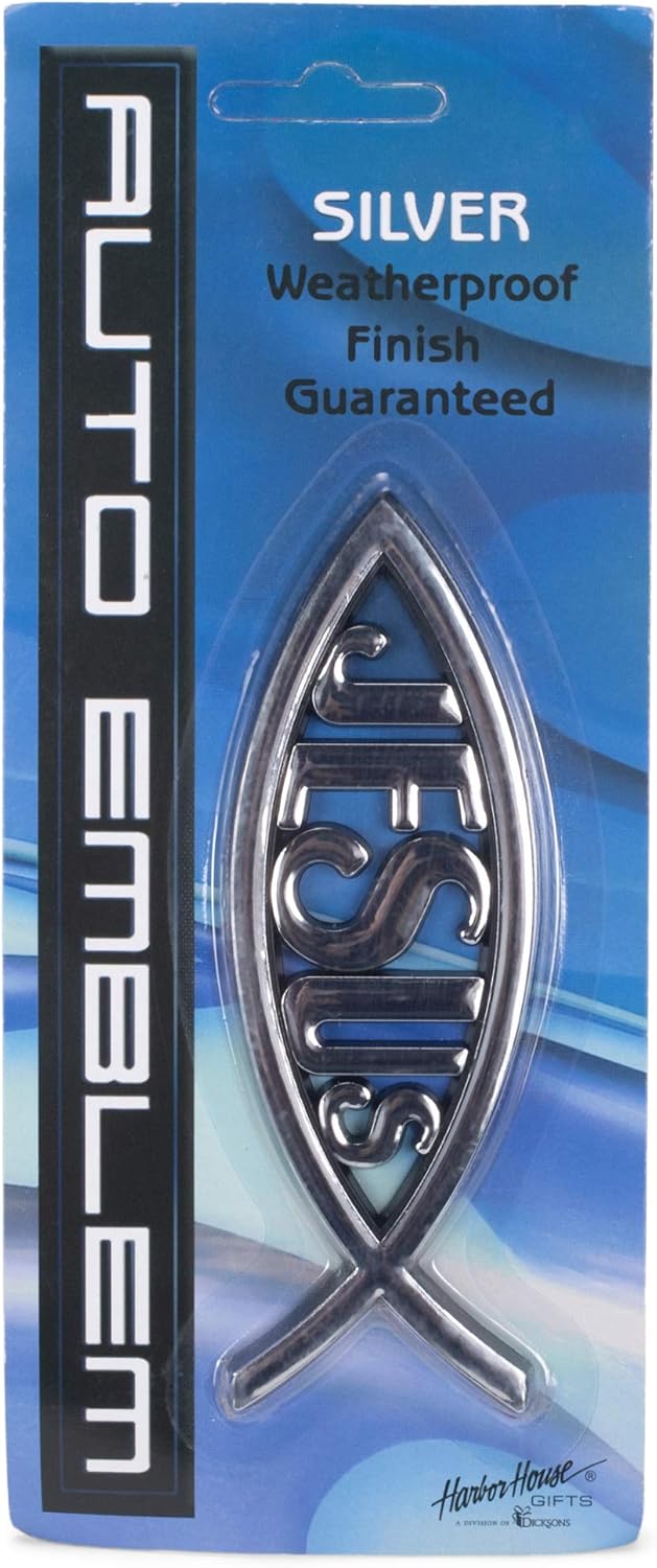 Large Silver Christian Jesus Fish Auto Emblem