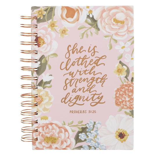 Strength and Dignity Floral Spiral Journal - Prov 31:25