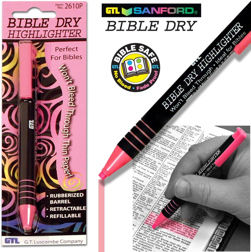 Bible Dry Highlighter - Pink Carded