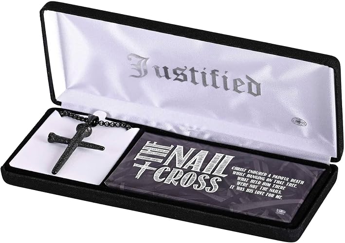 The Nail Cross 24 inch Black Plated Stainless Steel Men's Pendant Necklace