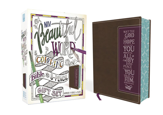 Niv, Beautiful Word Coloring Bible and 8-Pencil Gift Set, Leathersoft, Brown: Hundreds of Verses to Color (Beautiful Word)