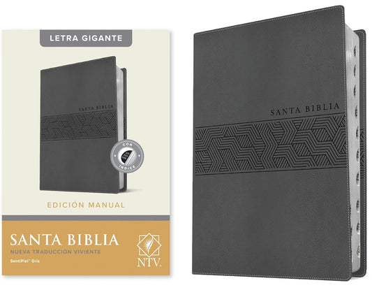 Santa Biblia NTV, Edición manual, letra gigante (SentiPiel, Gris, Índice, Letra Roja) (Spanish Edition)