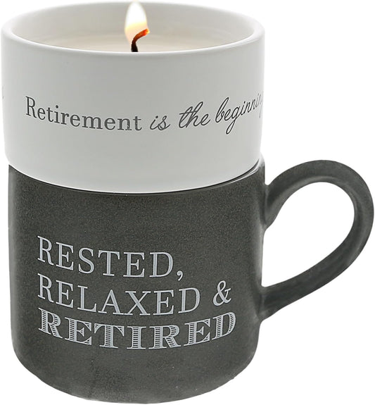 Rested, Relaxed, Retired - 4 Oz Candle & 10.8 Oz Mug