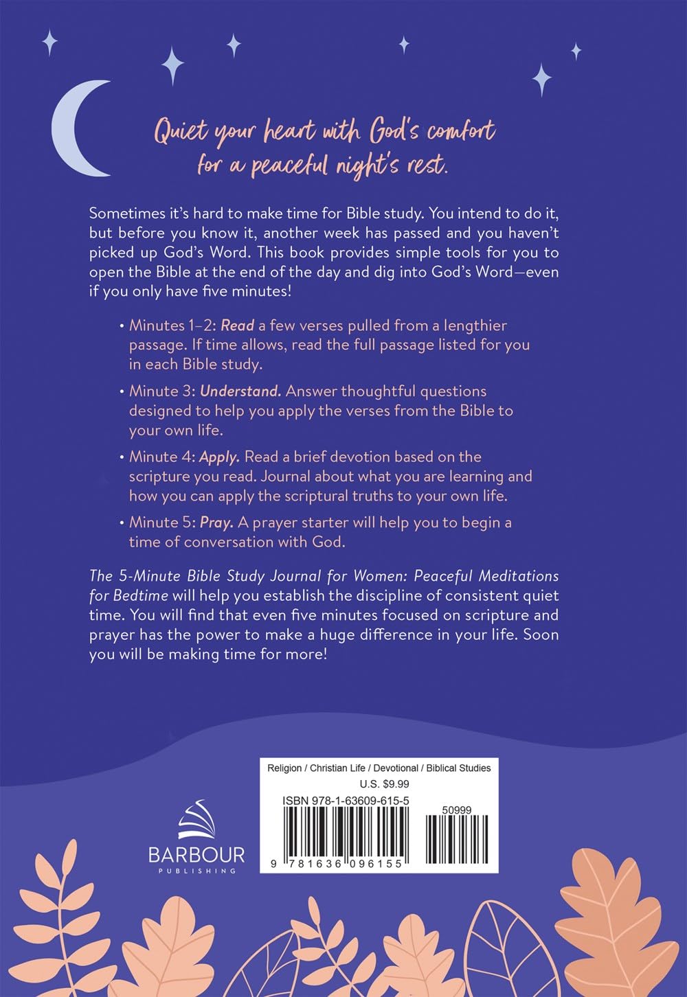 5-Minute Bible Study Journal for Women: Peaceful Meditations for Bedtime