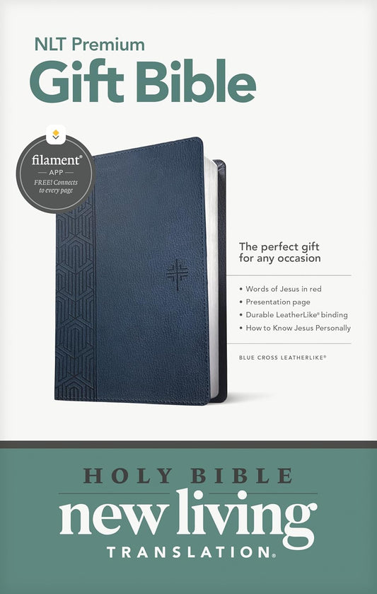 Premium Gift Bible NLT, Filament Enabled (LeatherLike, Blue Cross, Red Letter)