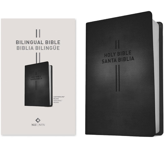 Bilingual Bible / Biblia bilingüe NLT/NTV (LeatherLike, Black) 