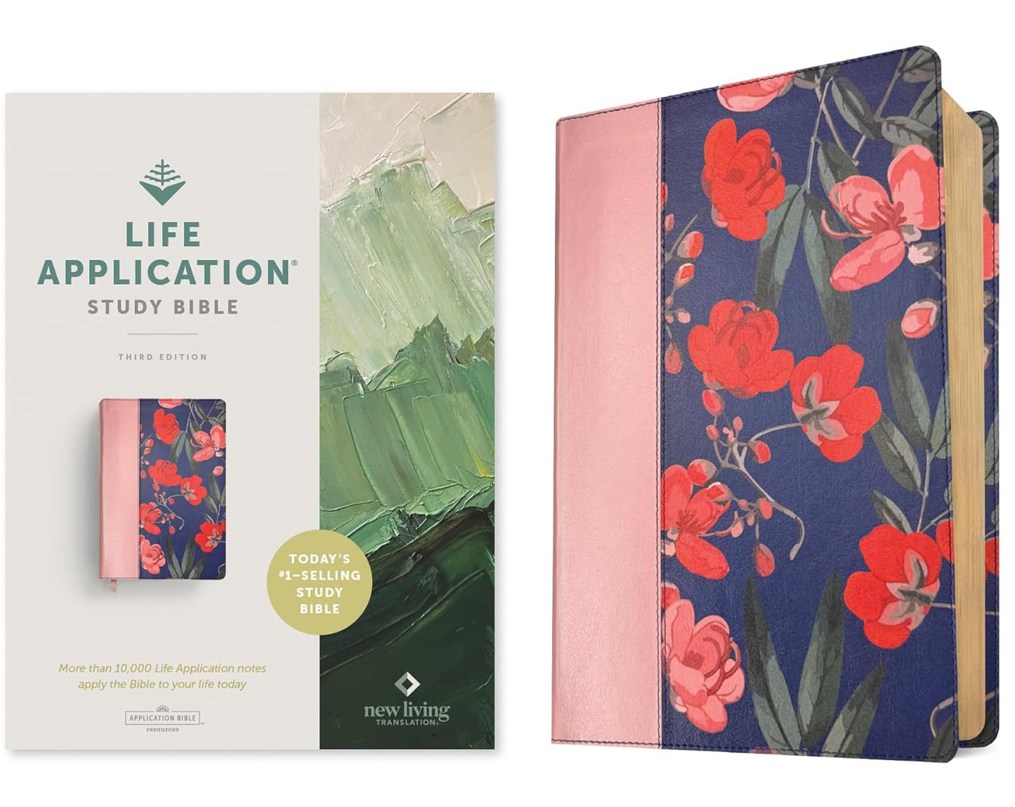 NLT Life Application Study Bible, Third Edition (LeatherLike, Pink Evening Bloom, Red Letter)