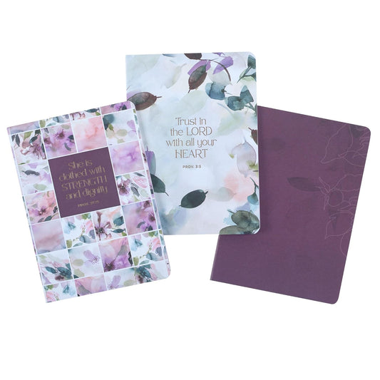 Strength and Dignity Purple Floral Notebook Set