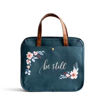 Be Still Bible Tote Bag, Floral, Dark Teal