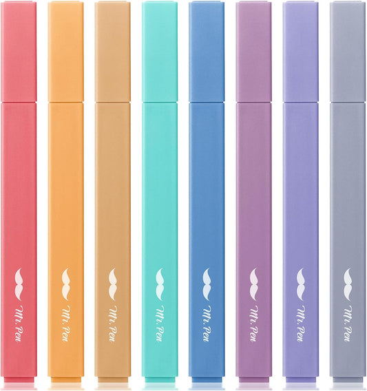 Mr. Pen- Aesthetic Highlighters, 8 pcs, Jewel Tones, Chisel Tip, Cute Highlighters Assorted Colors, Bible Highlighters and Pens No Bleed, No Bleed Highlighters for Bible Pages No Bleed