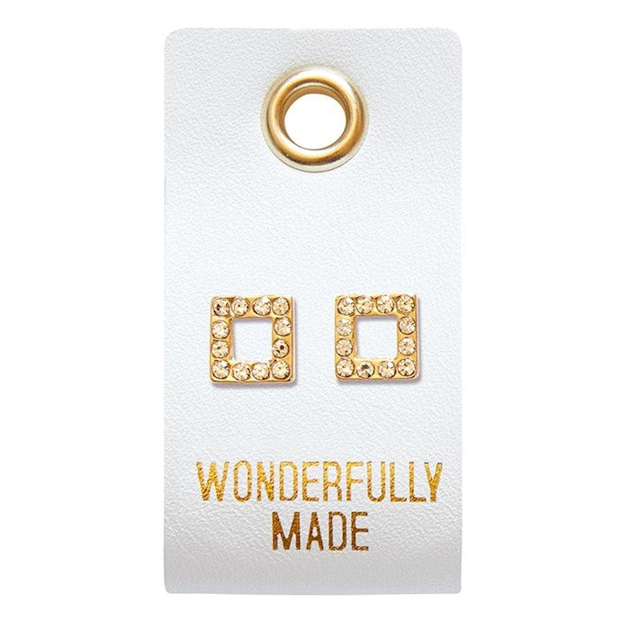Stud Earrings - Wonderfully Made - Square