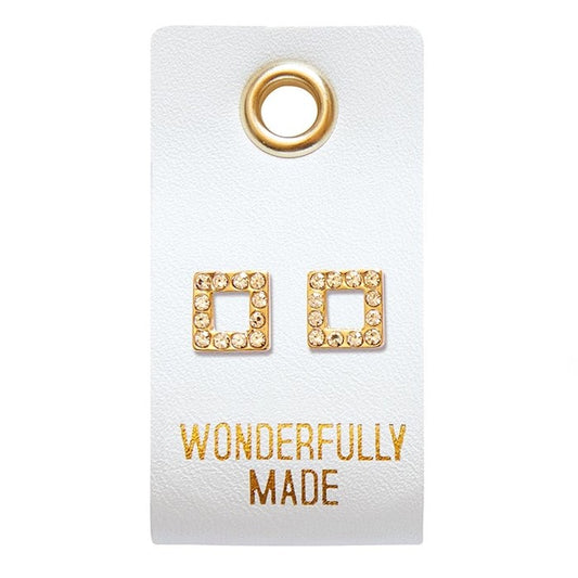 Stud Earrings - Wonderfully Made - Square
