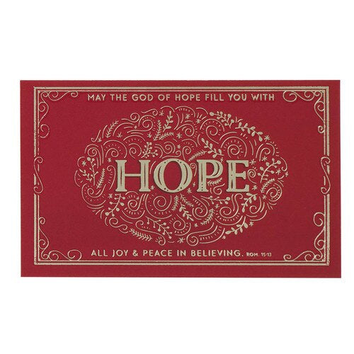 Hope Red Filigree Pass-Around Card- Romans 15:13