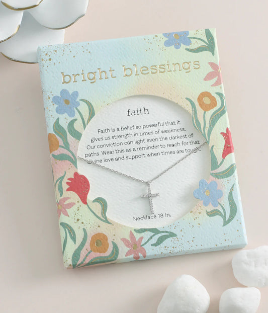 Bright Blessings Cross Faith Silver Necklace